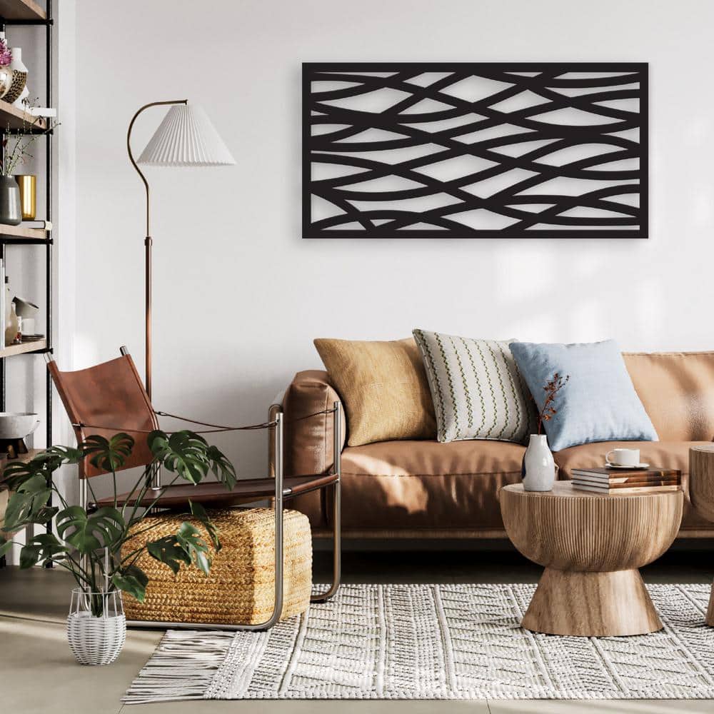 Black Polyethylene Wave Decorative Privacy Screen Panel