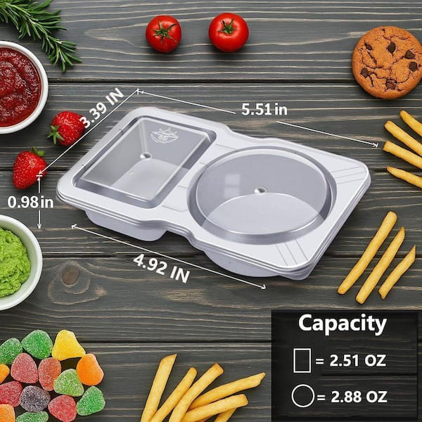 Lynzavix 2.6 oz. Clear Plastic Portion Cup Double Compartment Food Storage  Container with Lids Leak-Proof Stackable 20-Pack 29D396PH033 - The Home  Depot