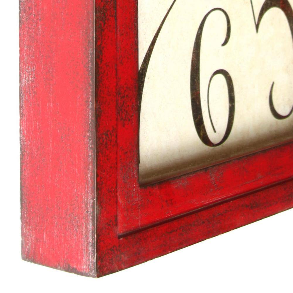 Waverly Distressed Red and White Rectangular Wall Clock