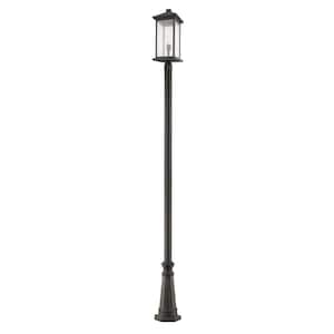 Portland 1-Light Oil Bronze 117.25 in. Aluminum Hardwired Outdoor Weather Resistant Post Light Set with No Bulb included