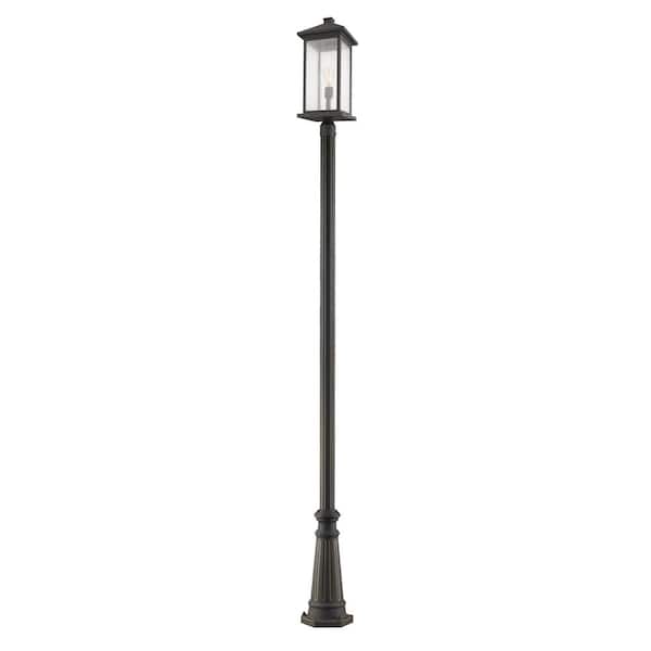 Unbranded Portland 1-Light Oil Bronze 117.25 in. Aluminum Hardwired Outdoor Weather Resistant Post Light Set with No Bulb included