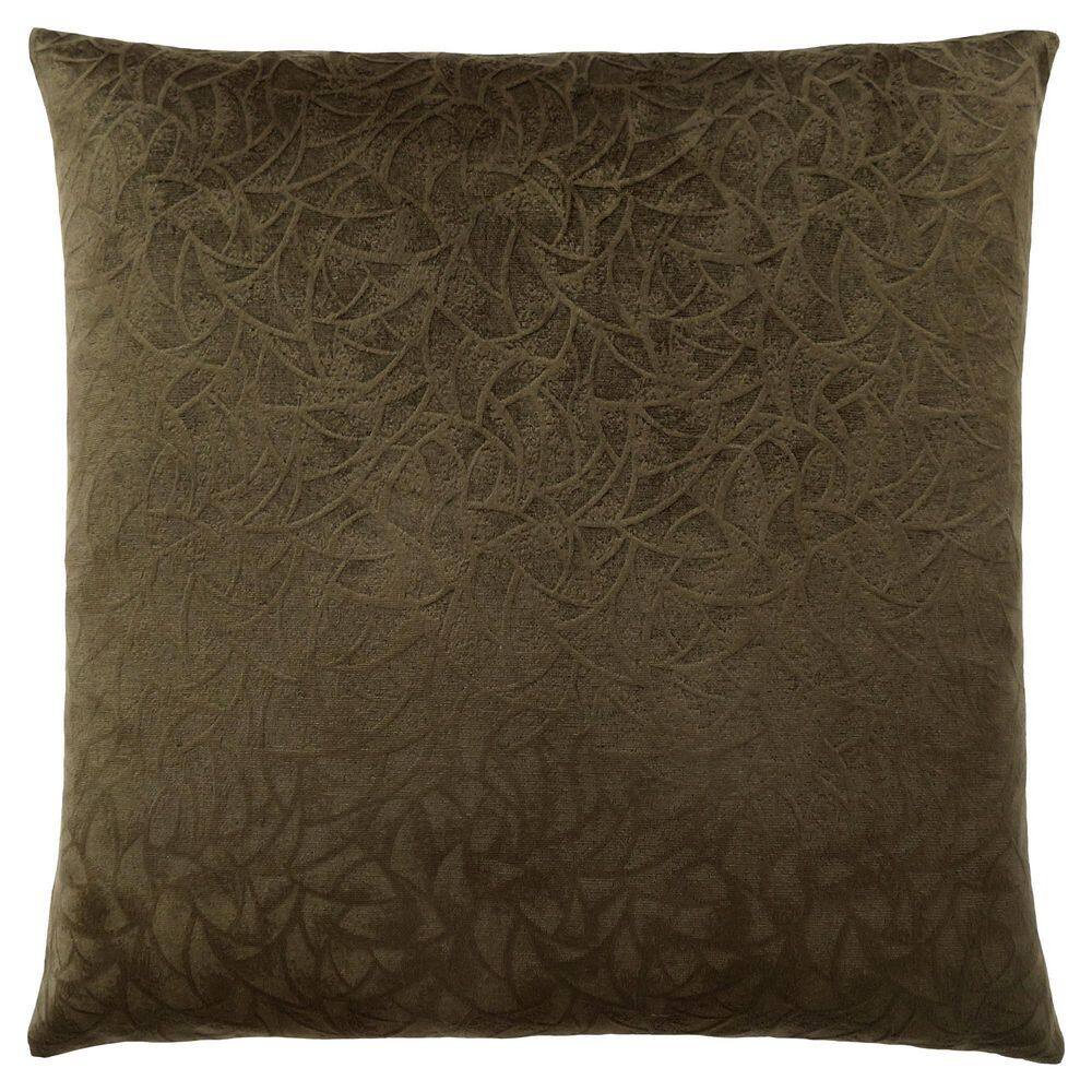 Olive Green Velvet Floral Pattern Square Throw Pillow Set of 2