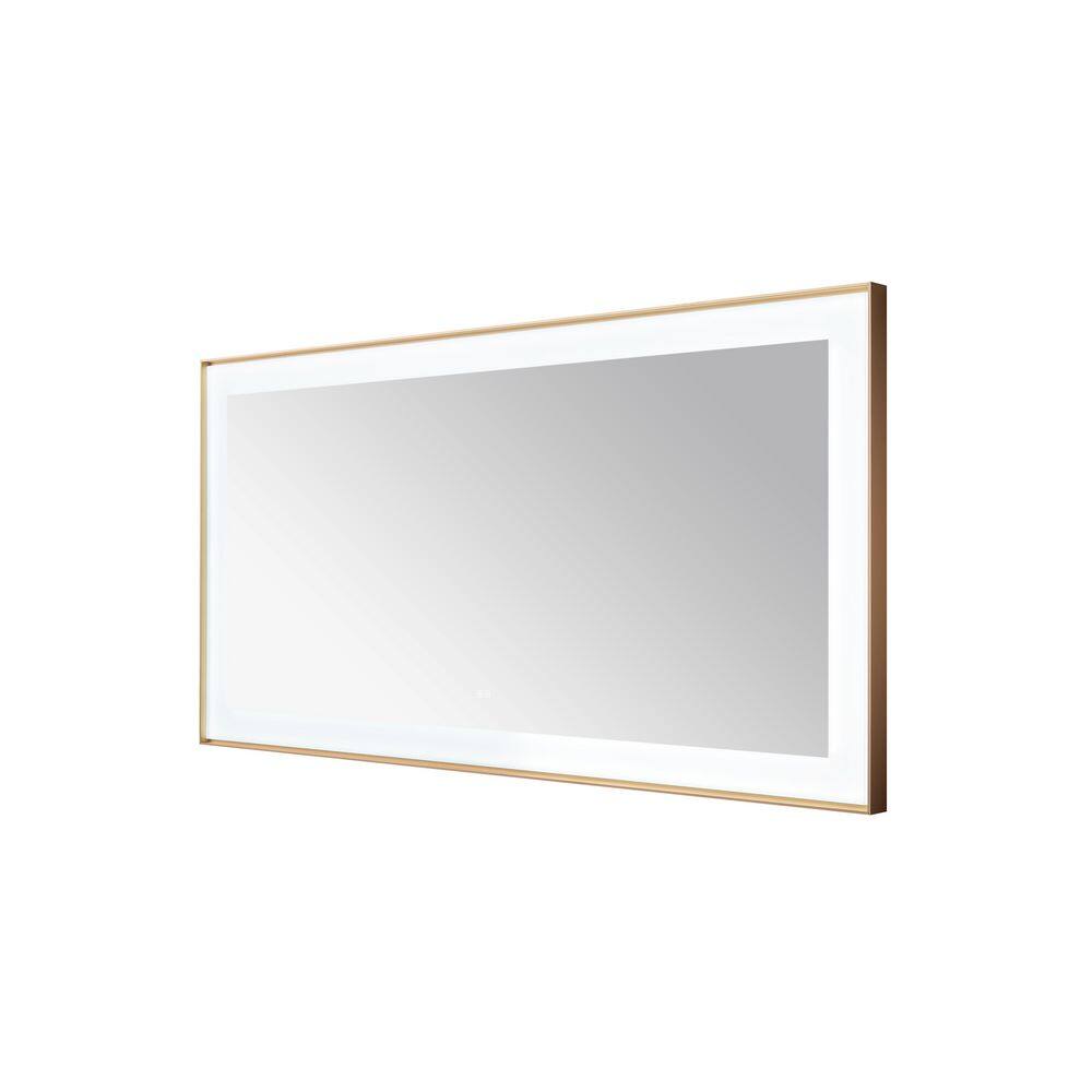 Lexington 72 in. W x 36 in. H Rectangular Framed Wall Mount Bathroom Vanity Mirror in Brushed Gold LED Lighted Defogger price history on PriceWatchPro