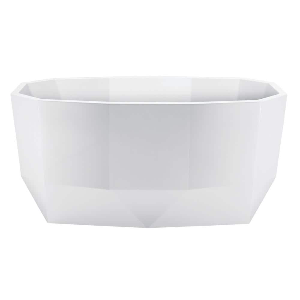 Glossy White Acrylic Freestanding Tub with Geometric Design