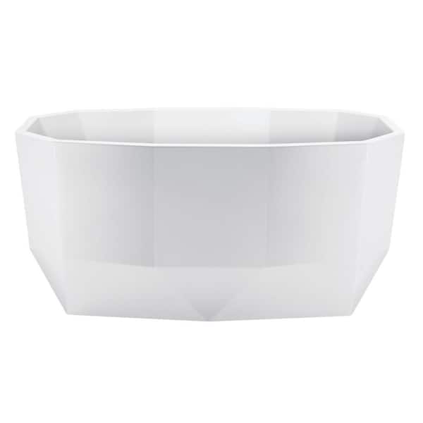 Kingston Brass Aqua Eden 59 in. x 30 in. Acrylic Freestanding Soaking Bathtub in White with Drain