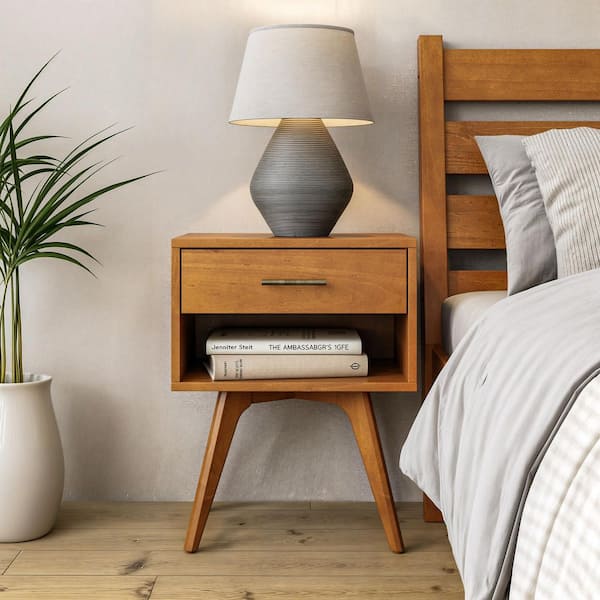 Camaflexi Mid Century Modern 1-Drawer Castanho Nighstand 25.4 in