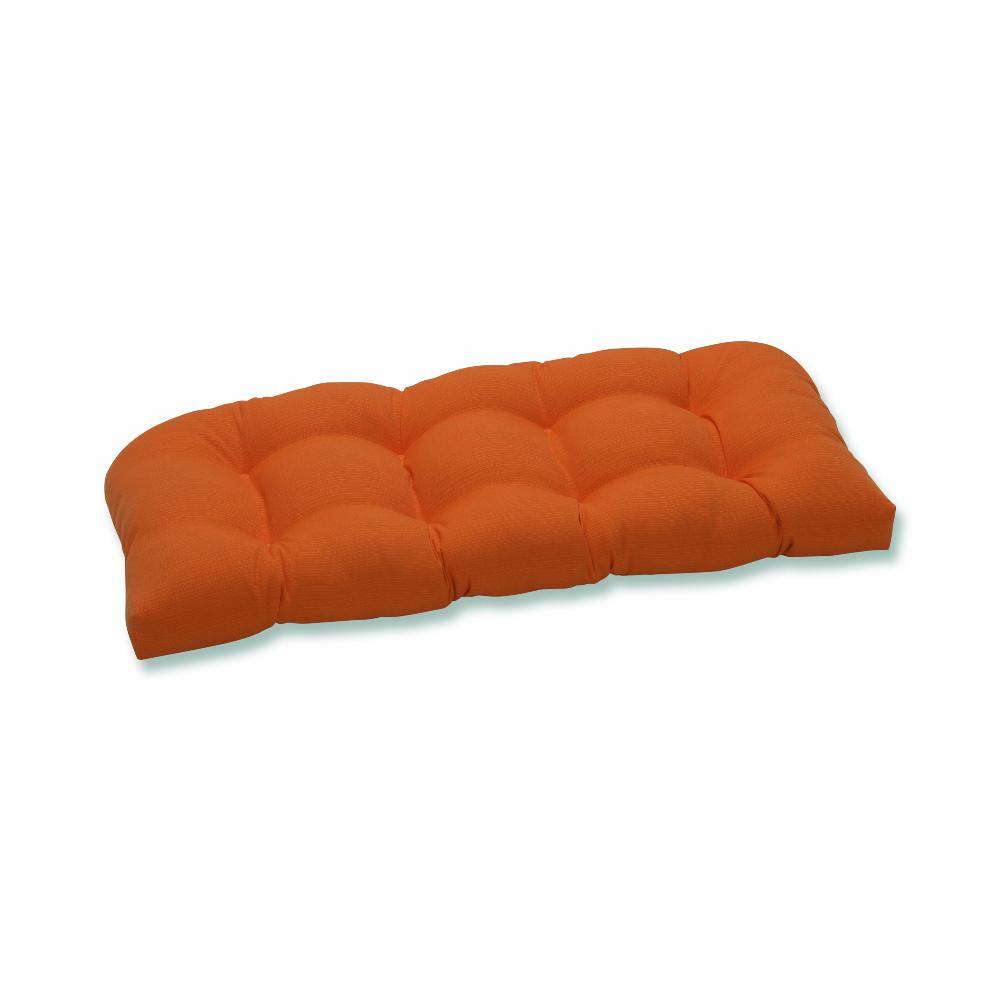 Bright Orange Tufted Polyester Loveseat Cushion