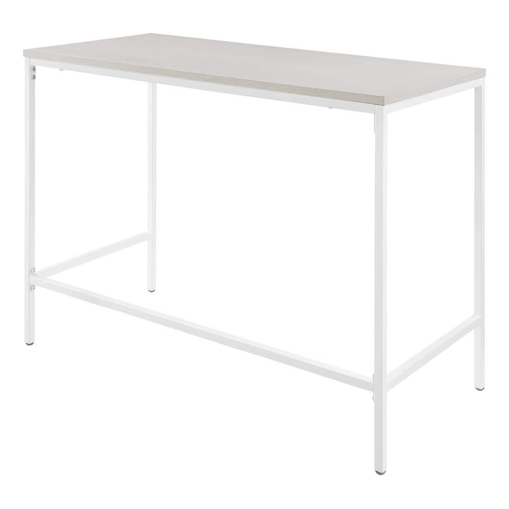 Contempo White Oak 41.7" Home Office Desk with Steel Legs and Drawer