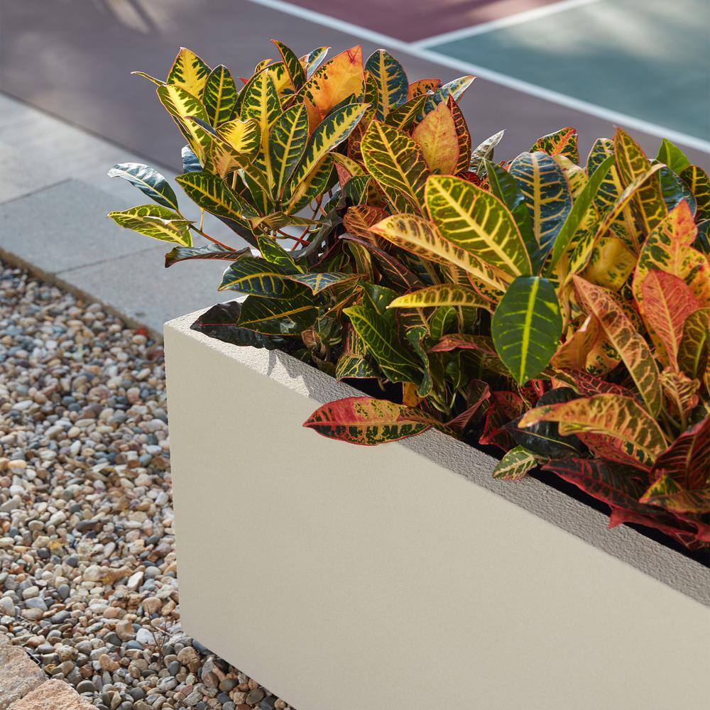 Greige Extra Large Polymer Rectangular Outdoor Planter