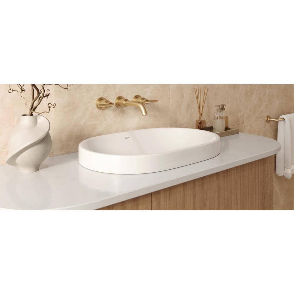 Ruvati 24'' White Ceramic Oval Bathroom Sink with Overflow