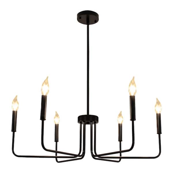 Rviezza 6-Light Farmhouse black Chandeliers for Dining Room, Rustic Candle Chandelier Light Fixture
