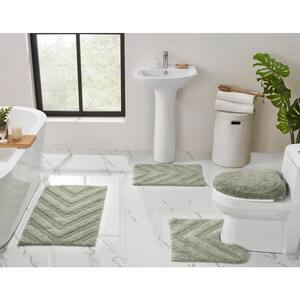 Hugo Collection Green 100% Cotton Rectangle 4-Piece Bath Rug Set