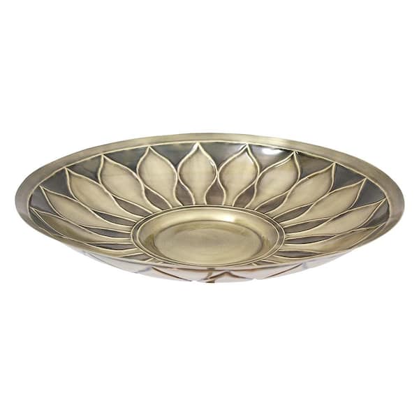 ACHLA DESIGNS 16 in. Dia Antique and Patina African Daisy Birdbath