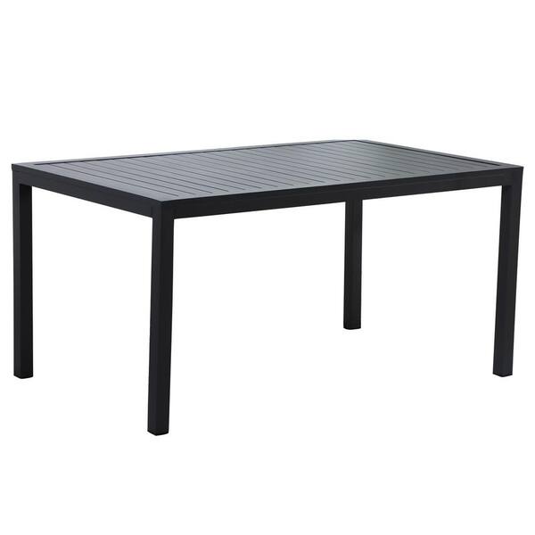 Zeus & Ruta 59 in. x 36 in. x 29 in. Outdoor Indoor Rectangle Aluminum Dining Table in Black for Patio Garden Kitchen