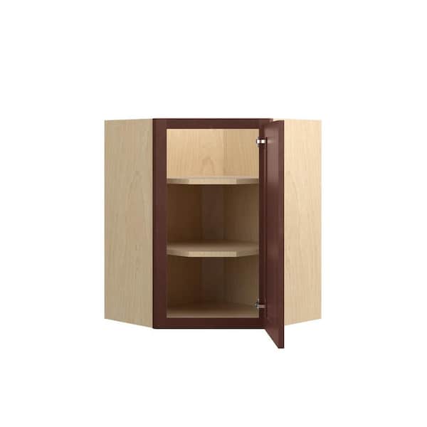 Charlotte Raised 24 in. W x 36 in. H x 12 in. D in Bordeaux Plywood Assembled Wall Corner Diagonal