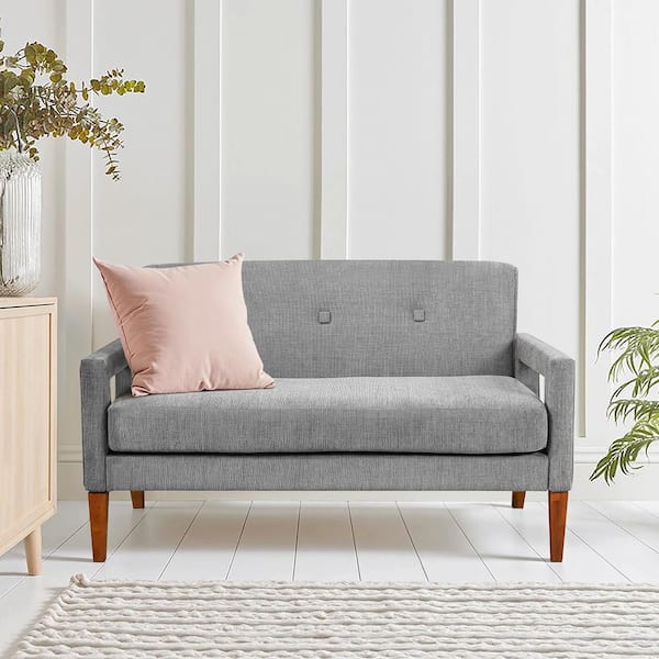 Lapis 55 in W Gray Chenille Upholstery 2-Seater Loveseat