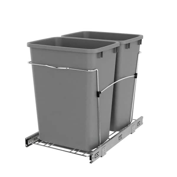 Silver Double Pull Out Trash Can 35 qt. for Kitchen