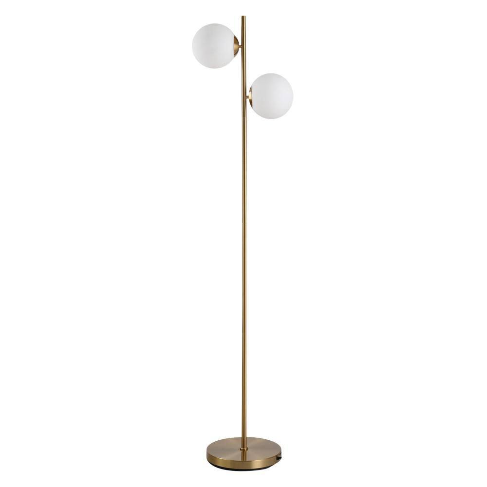 65 in. Gold Standard Floor Lamp with Two Glass Globe Shades and Round Metal Base for Living Room, Bedroom and Office price history on PriceWatchPro