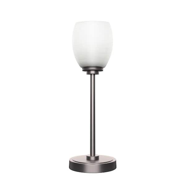 Unbranded Quincy 17 in. Graphite Accent Lamp with White Linen Glass Shade