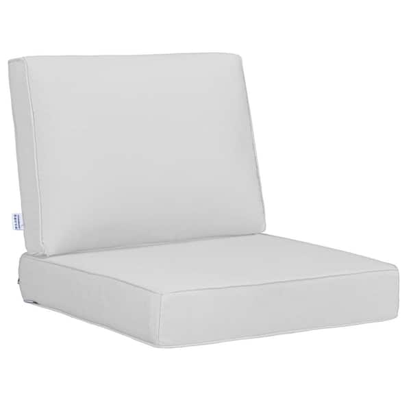 Uixe 23 in. x 24 in. x 18 in. x 23 in. 2-Piece Deep Seat Rectangle Outdoor Lounge Chair Cushion/Back Pillow Set in White