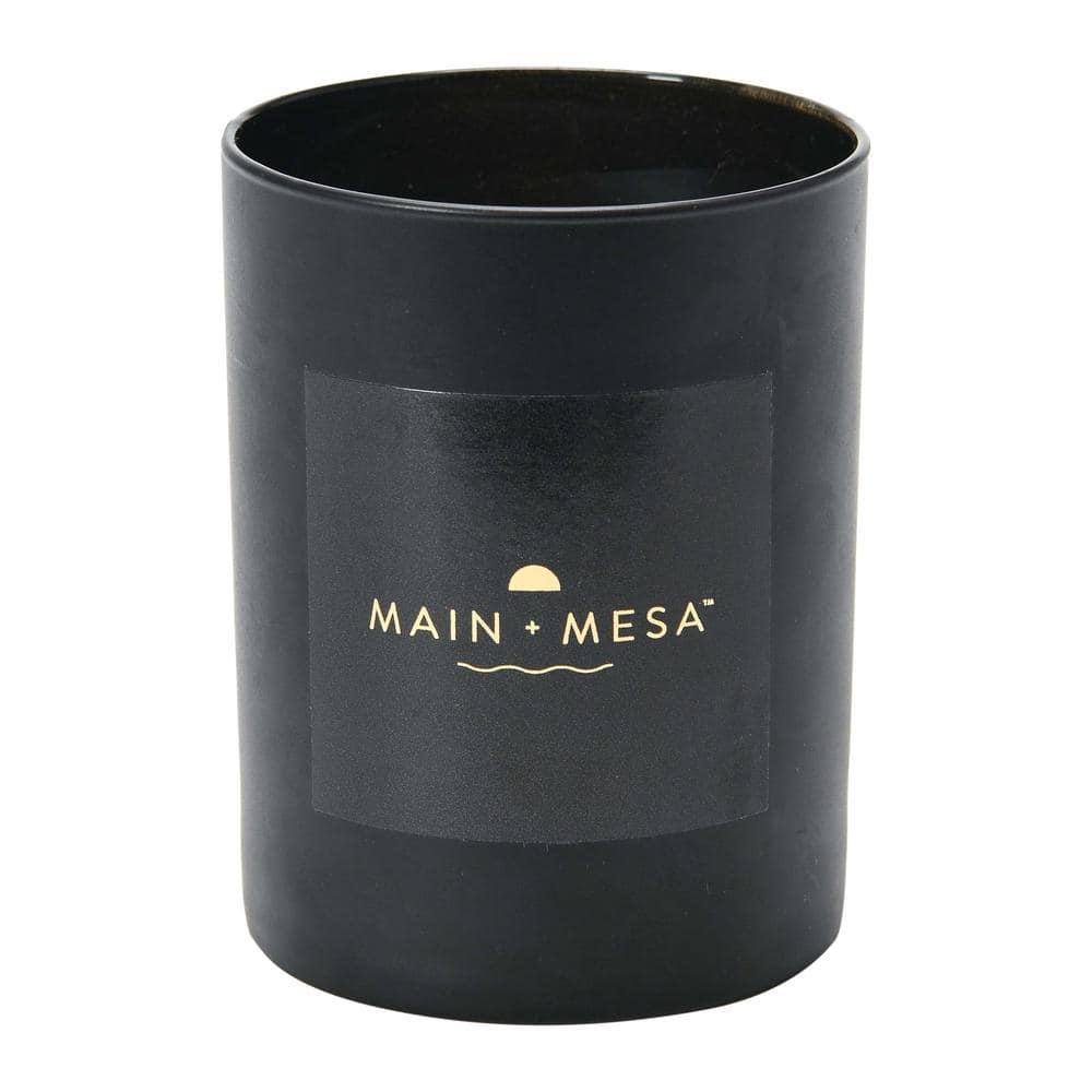 Sandalwood Cream Black Glass Soy Candle, 9.3 oz