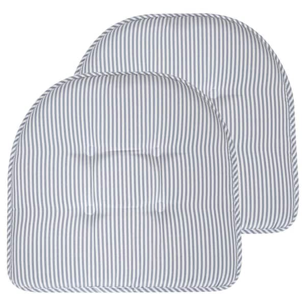 Sweet Home Collection Charcoal,Pinstripe Memory Foam U-Shaped 17 in. x 16 in. Non-Slip Indoor/Outdoor Chair Seat Cushion (4-Pack)
