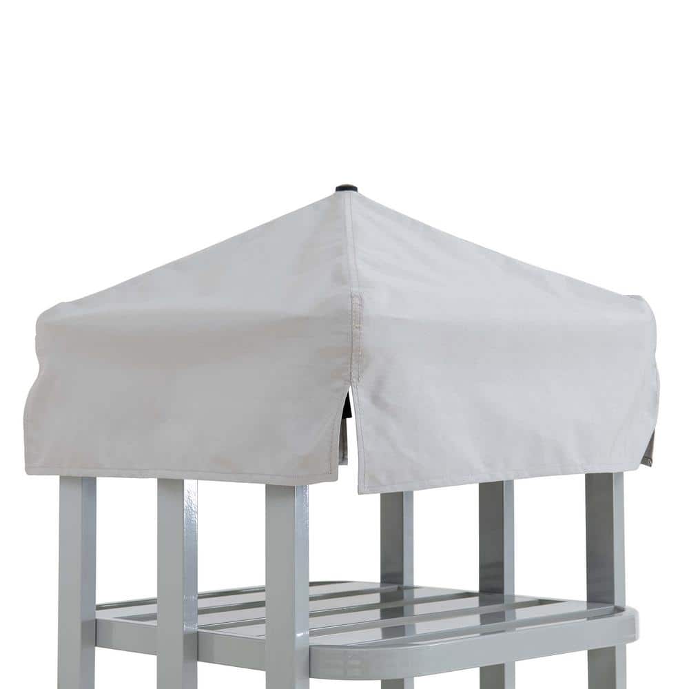 Gray Aluminum Pool Towel Valet Tower with Wicker Storage Basket
