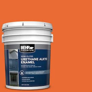 5 gal. #220B-7 Electric Orange Urethane Alkyd Semi-Gloss Enamel Interior/Exterior Paint