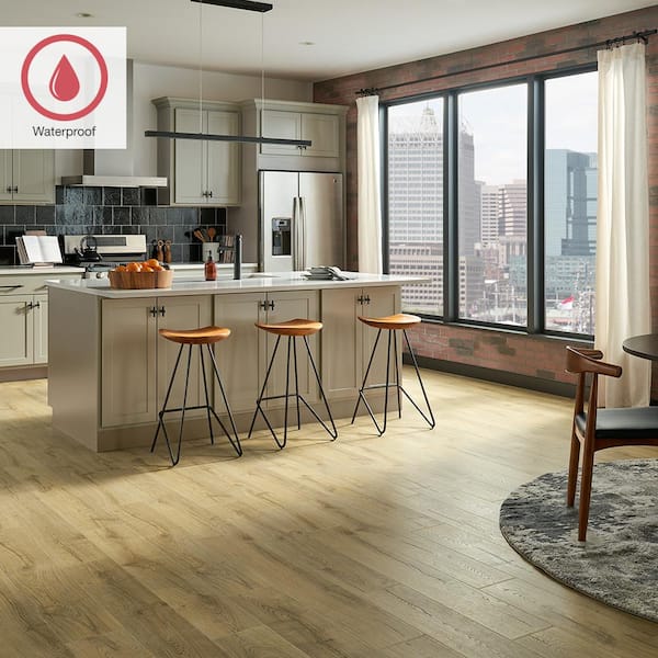 Outlast+ Vienna Oak 12 mm T x 7.4 in. W Waterproof Laminate Wood Flooring (19.63 sqft/case)