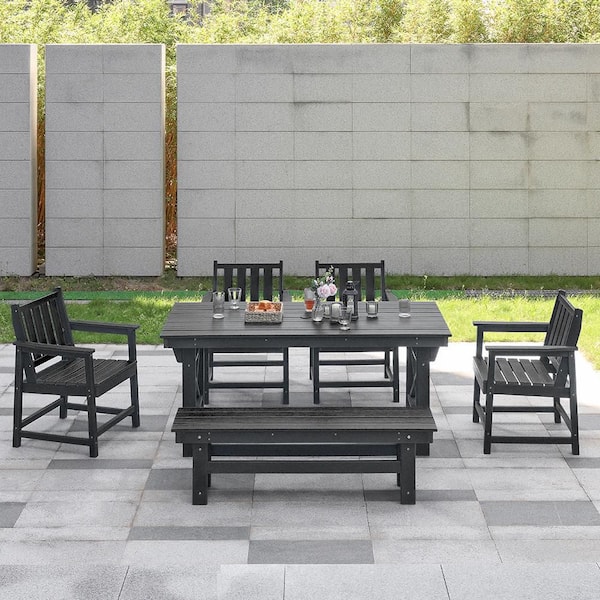 CikaCika HDPE 6-Piece Plastic Standard Height Outdoor Dining Set