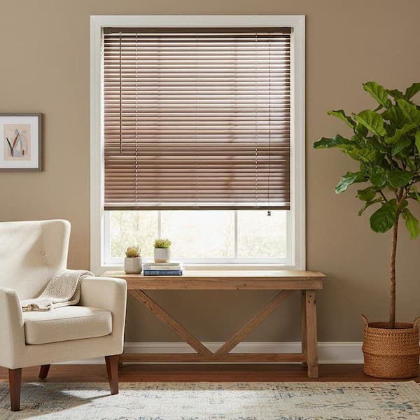 Mahogany Cordless Light Filtering No Drill Horizontal Window
