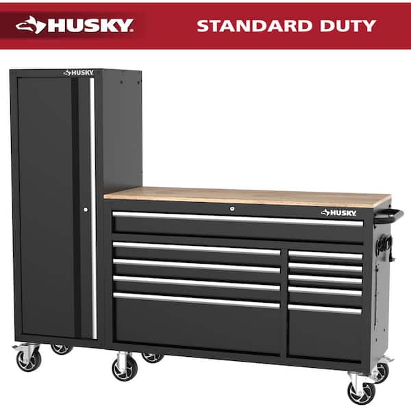 Modular Tool Storage 72 in. W Standard Duty Black Mobile Workbench Cabinet with 20 in. Side Locker