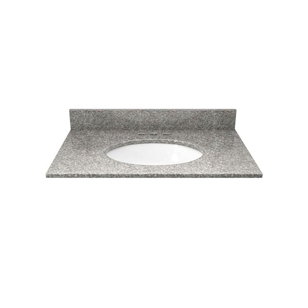 Solieque 25 in. Granite Vanity Top in Burlywood with White Basin