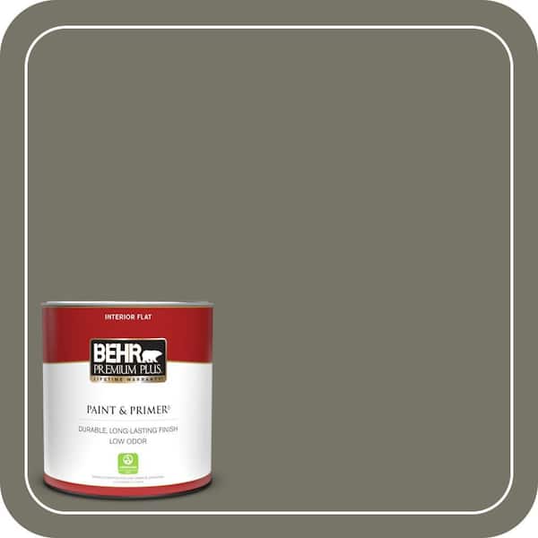 BEHR PREMIUM PLUS 1 qt. #BXC-44 Pepper Mill Flat Low Odor Interior Paint & Primer