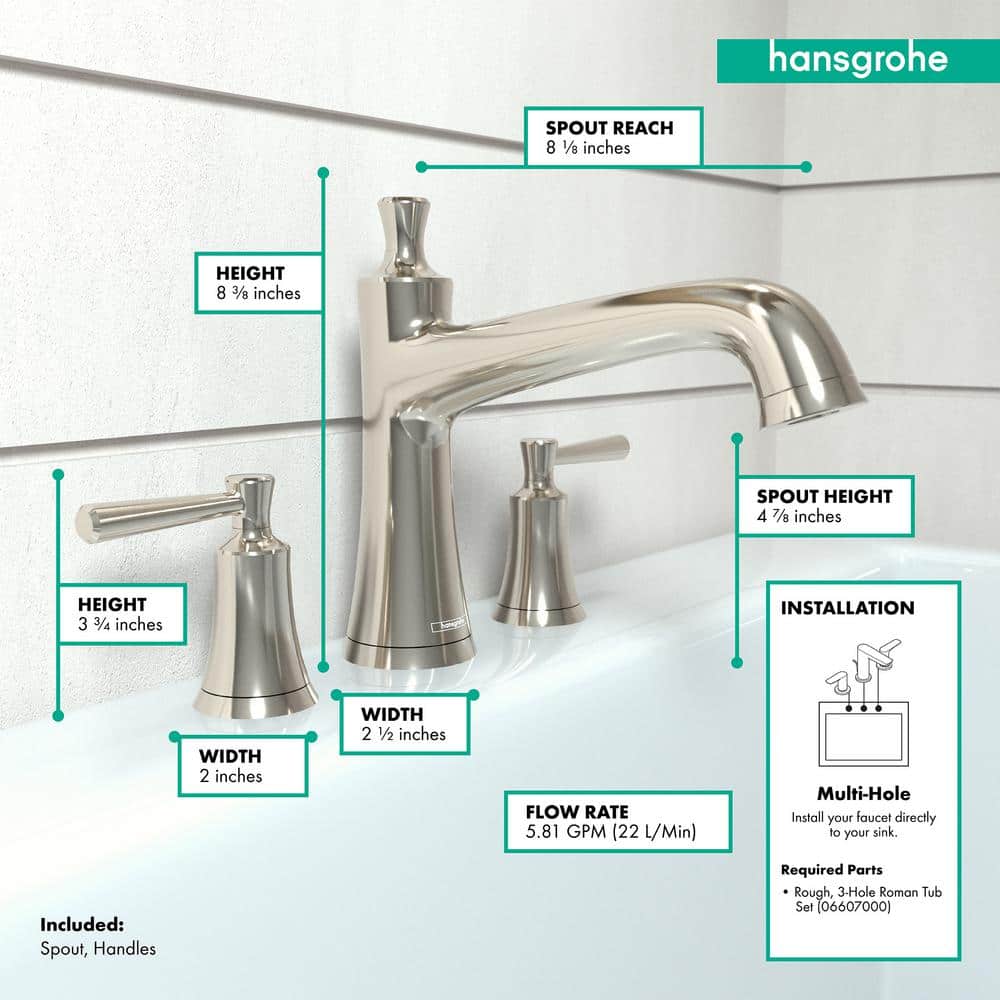 Polished Nickel Double Handle Roman Tub Faucet