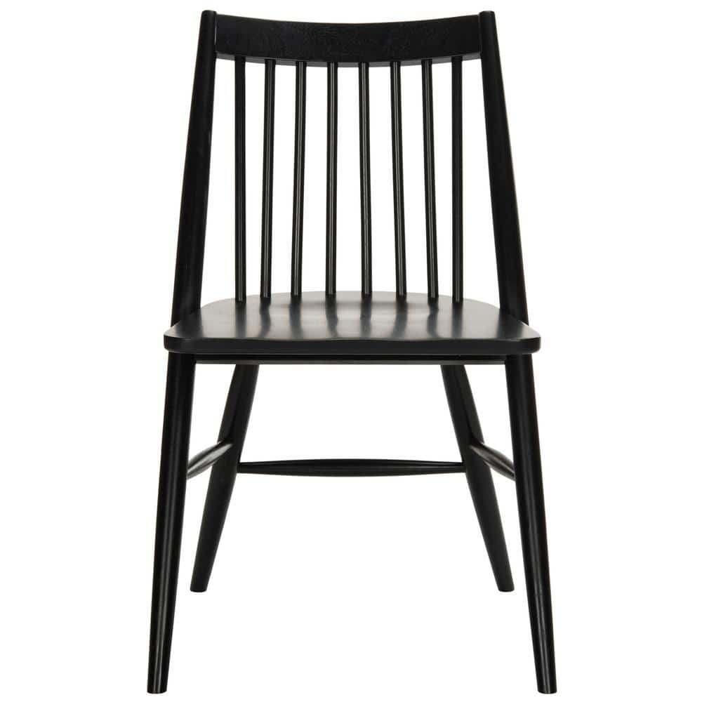 Black Wood Windsor Slat Back Dining Chair Set