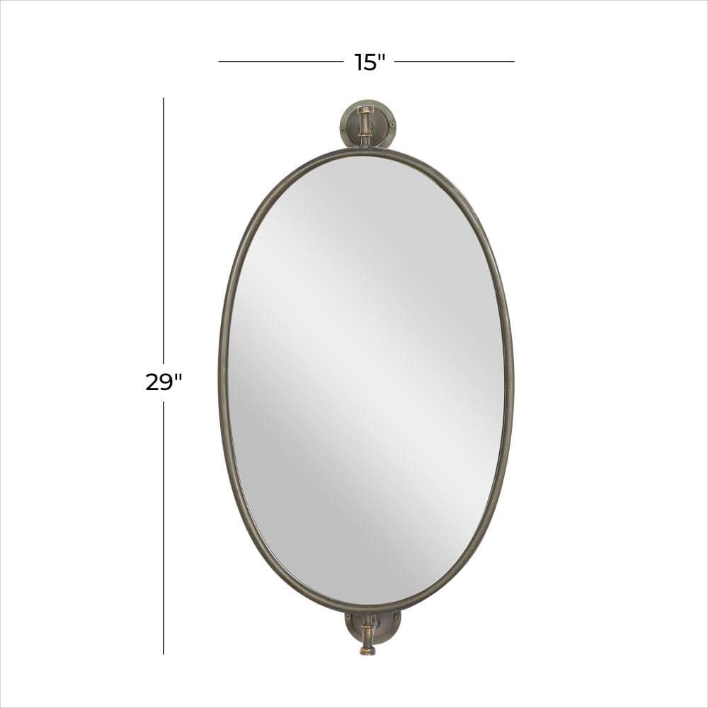 Bronze Oval Full Length Wood Wall Mirror, 15" x 28.6"
