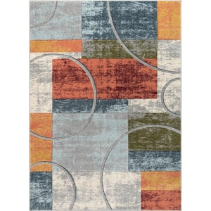 Ruby Jive Modern Abstract Geometric Arcs and Shapes Multi 7 ft. 10 in. x 9 ft. 10 in. Area Rug