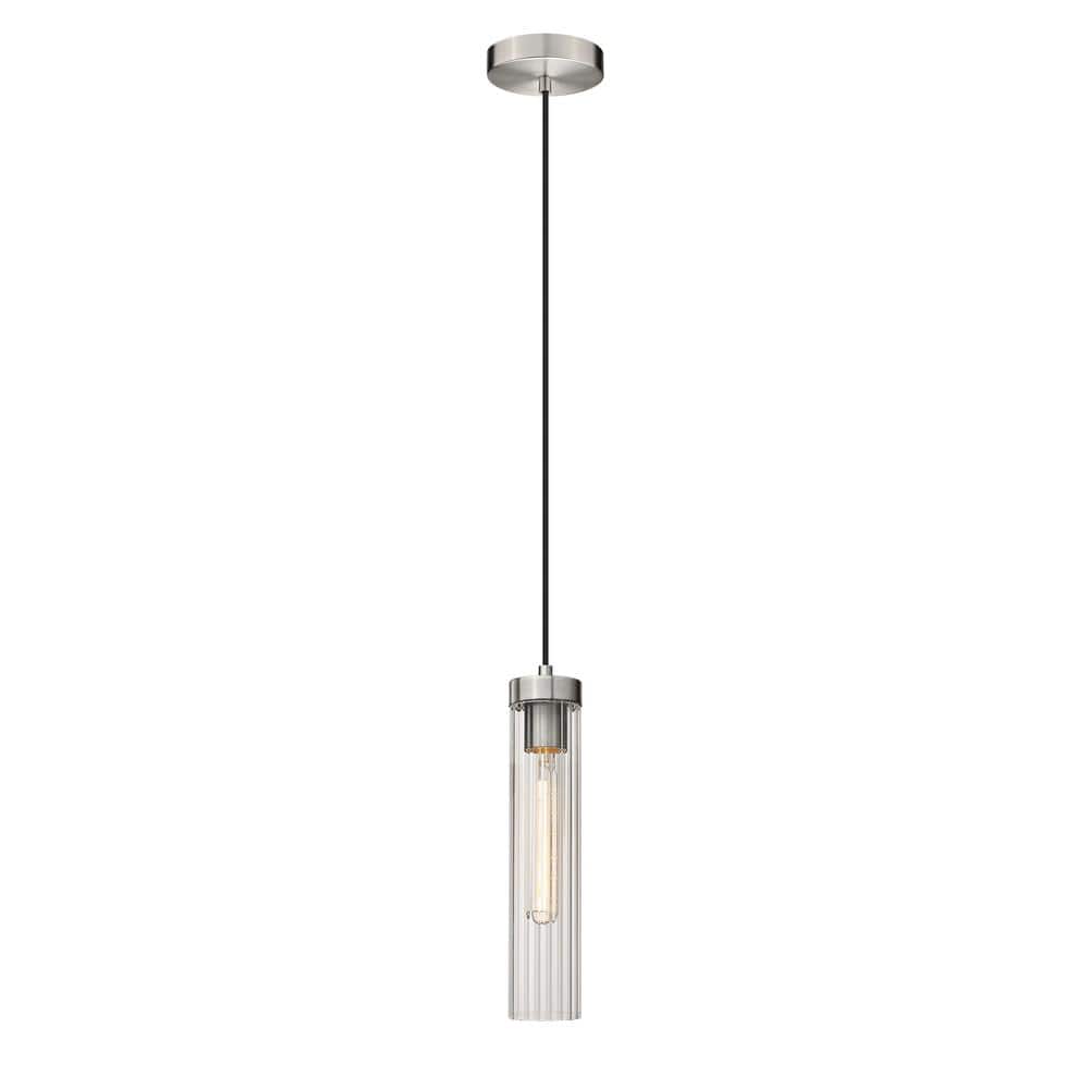 Beau 1-Light Brushed Nickel Statement Pendant Light with Glass Shade