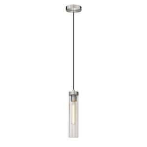 Beau 1-Light Brushed Nickel Statement Pendant Light with Glass Shade