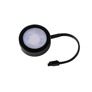 6 in. Single LED Black Puck Light with Single Lead Wire 3-CCT Selectable Line Voltage