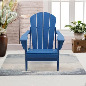 Classic Blue Folding Plastic Adirondack Chair (2-Pack)