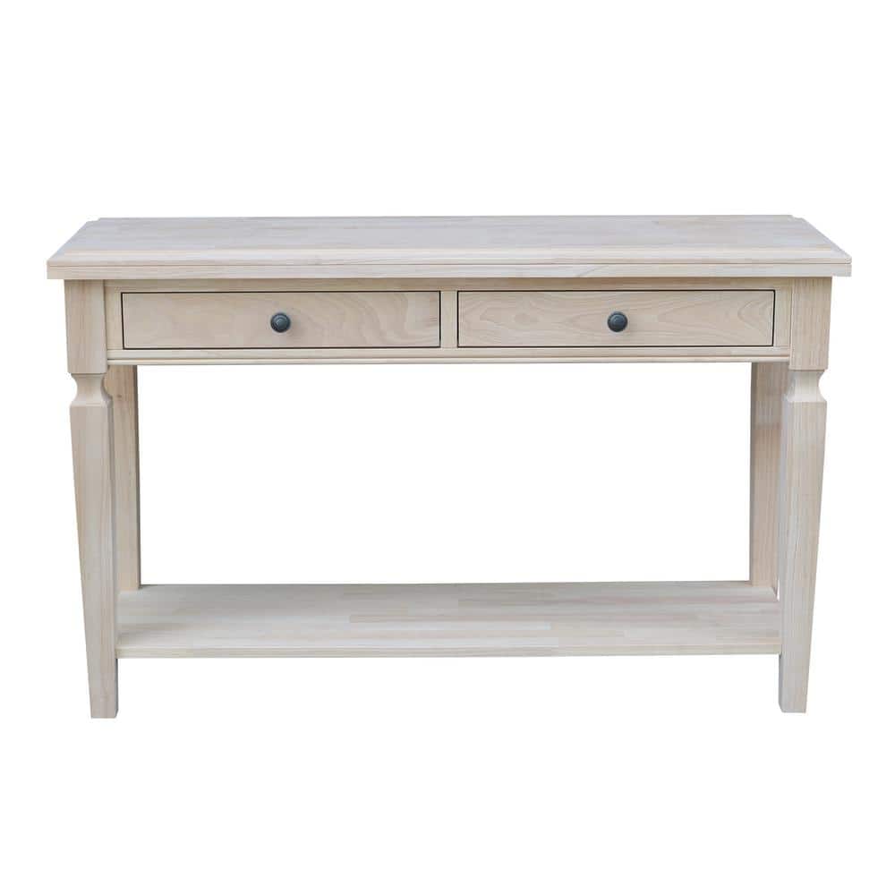 Vista 56'' Unfinished Solid Hardwood Console Table with Storage