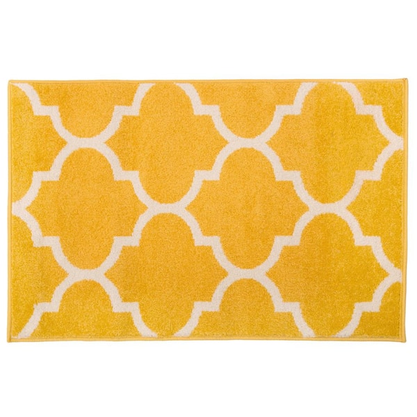 World Rug Gallery Contemporary Moroccan Trellis Yellow 2 ft. x 3 ft. Indoor Area Rug