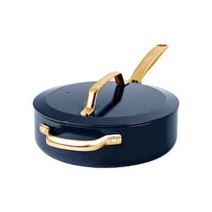 Modern 4 qt. Aluminum Ultra Performance Ceramic Nonstick Saute Pan with Lid in Navy