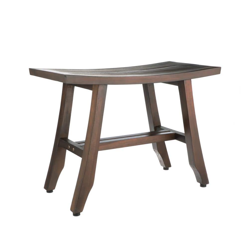 24" Wide Teak Wood Shower Stool with Crossbar