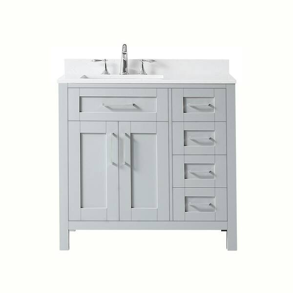 Ove Decors Tahoe 36 In W X 21 D Single Sink Vanity Dove Grey With Cultured Marble Top White Basin 15vva Taho36 03 The Home Depot - 36 In White Single Sink Bathroom Vanity With Cultured Marble Top
