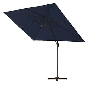 10 ft. Cantilever Patio Umbrella Outdoor Square Offset Umbrella, 6-Level 360°Rotation Aluminum Pole in Navy Blue