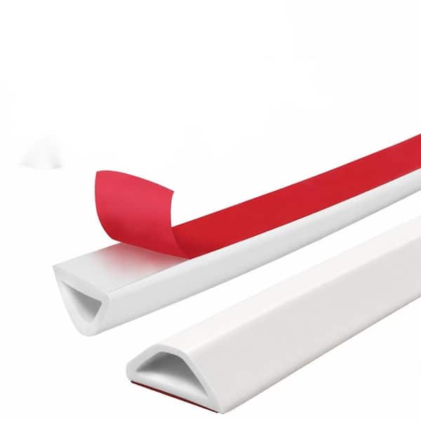 72 in. Collapsible Silicone Shower Threshold Water Barrier Strip, Self-Adhesive Waterproof Dam for Tub