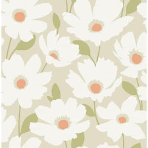 Astera Neutral Floral Neutral Paper Strippable Roll (Covers 56.4 sq. ft.)
